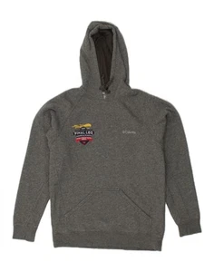 COLUMBIA Mens Graphic Hoodie Jumper Small Grey Flecked Cotton VY01 - Picture 1 of 3
