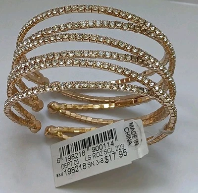 Nuevo brazalete brazalete elástico dorado estrás cristal nuevo con etiquetas Foto 1 de 4