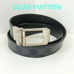 Authentic Louis Vuitton M6834 Damier Graphite Black PVC Belt Size 95 Casual - Picture 1 of 24