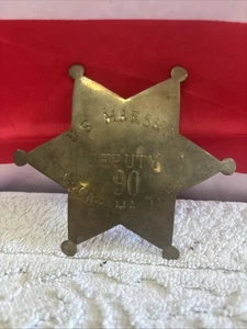 U S MARSHAL DEPUTY 90 OKLAHOMA TERRITORY STAR BADGE - Picture 1 of 10