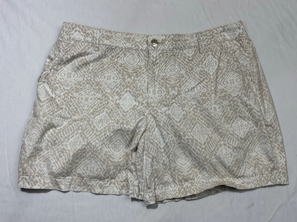 Pantalones Cortos Gloria Vanderbilt Mujer Talla 12 Blanco Con Diseño Geométrico Marrón Foto 1 de 4