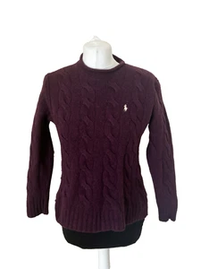 Polo Ralph Lauren Women's Size Medium Purple Cable Knit Jumper Wool & Cashmere  - Picture 1 of 13