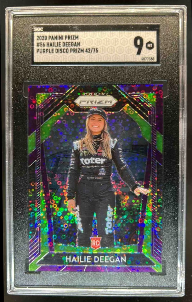 2020 Prizm Hailie Deegan RC Purple Disco Rookie #/75 SGC 9 - Image 1 of 2