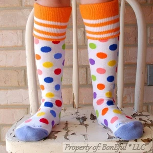 BonEful Boutique RTS NEW Cotton Knit GIRL KNEE SOCKS Rainbow Lg Soccer POLKA DOT - Picture 1 of 6