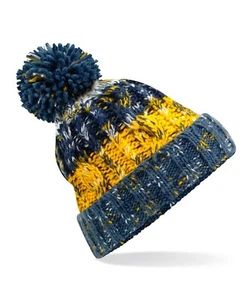 LEEDS Colours LUFC Corkscrew Pom Pom Beanie - Stylish Chunky Knit Winter SKI Hat - Picture 1 of 2