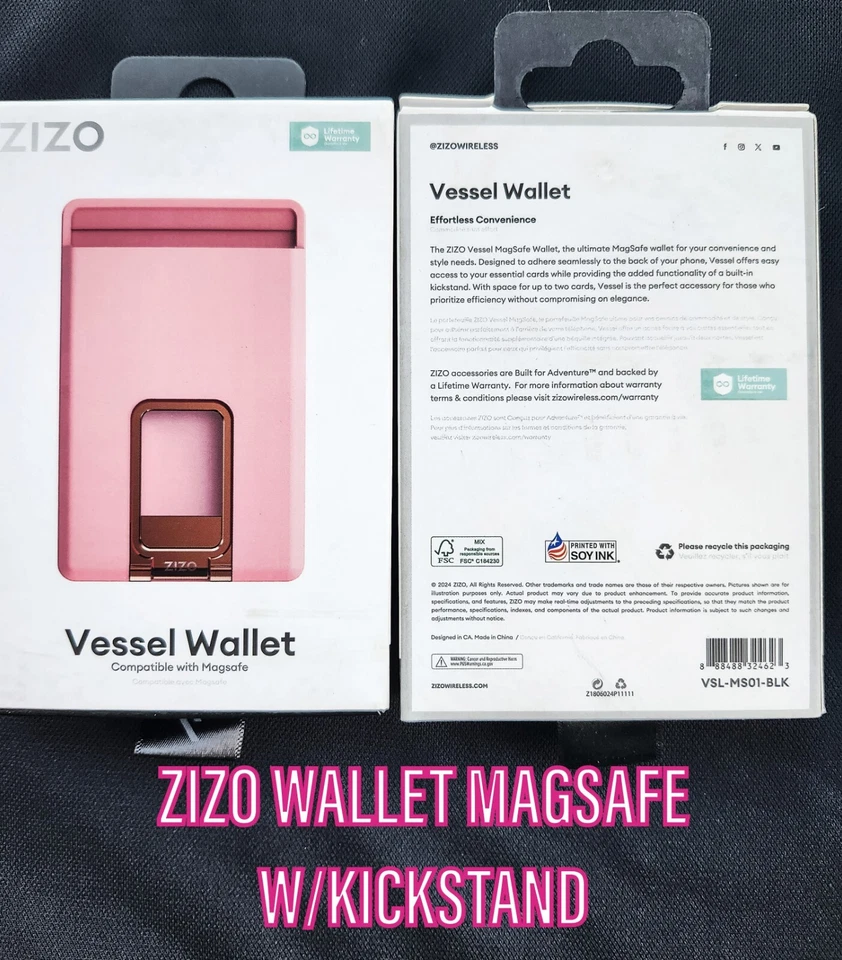 ZIZO  MagSafe Wallet w/ Kickstan+ Wallet Compatible W/iPhone COOL PINK - Image 1 of 4