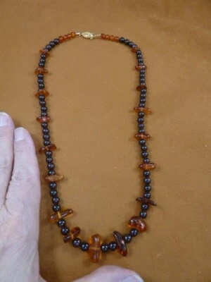 v309-20) Collar 23" Largo Rojo Rubí Granate + Naranja Ámbar Cuentas Moda JOYAS Foto 1 de 2