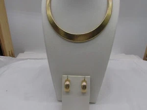Park Lane Gold Toned Omega Style Necklace & Earrings Set N: 16" E: 1" #22w - Picture 1 of 10