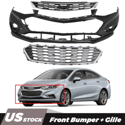 Front Bumper Cover & Upper and Lower Grille Set For 2016-2018 Chevrolet Cruze — 第 1/4 张图片