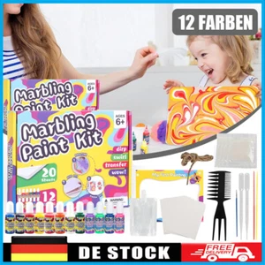 12 Farben Marmorierfarbe Kunst Set für Kinder Wasser Malset Marbling Paint Kit - Bild 1 von 8