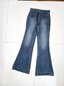 Pull & Bear Flare Leg Bell Bottom Denim Blue Jeans Women's Size Small - Picture 1 of 11
