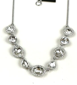Neu GIVENCHY Pavé Träne Oval Kristall Halsband Halskette in Silberfarben/Klar - Bild 1 von 8