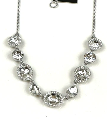 GIVENCHY Silver Tone Pavé Halo Oval Crystal Collar Necklace NWT - Image 1 of 4