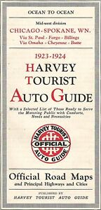 HARVEY TOURIST AUTO GUIDE OCEAN-TO-OCEAN Official Road Maps Midwest Div 1923