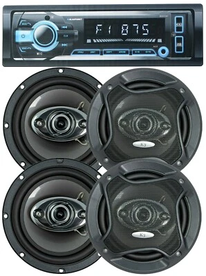 Blaupunkt 1-Din Car Bluetooth FM Digital Media Receiver + 4x 6.5" Speakers 400W - Image 1 of 4