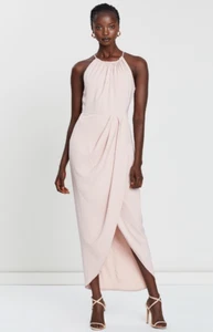 Shona Joy Dress AUS 12 US8 Midi Ballet Pink Core High Neck Ruched  - Picture 1 of 6