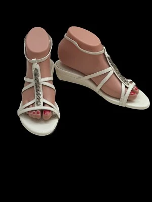 Stuart Weitzman white strappy leather flats size 6.5 - Image 1 of 4