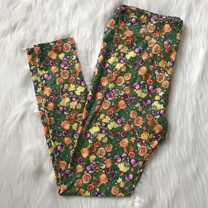 LuLaRoe Disney TC Daisy Duck Green Purple Floral Leggings - Picture 1 of 3