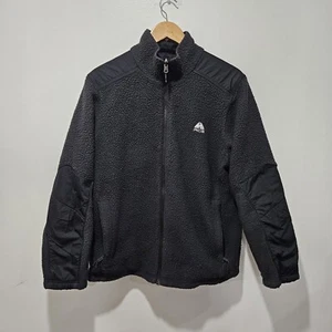 Vintage Nike ACG Reversible Black Fleece Jacket Size Medium Full Zip Sherpa - Picture 1 of 24
