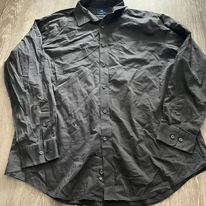 George Mens Shirt Adult XL (46-48) Black Button Up Long Sleeve - Picture 1 of 3