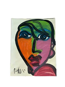 Peter Robert Keil Acryl Thick Paper Painting 28@22 Portrait - Picture 1 of 4