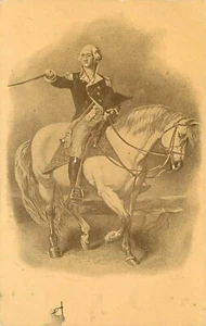 Antigua postal patriótica indivisa de George Washington montando a caballo - Imagen 1 de 2