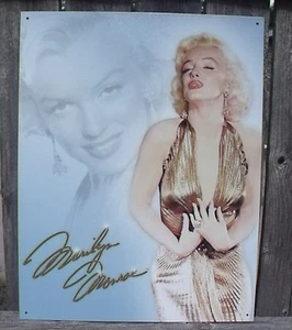 Marilyn Monroe Sign Beauty in Gold Dress Metal New 12 1/2x16 Inch - Picture 1 of 3