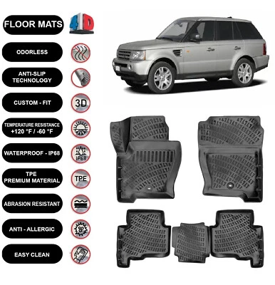 Alfombrillas forro para Range Rover Sport (2005-2013) 4D moldeadas negras 4 un. Foto 1 de 4