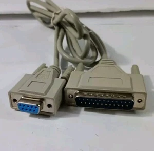 6FT DB25 25-Pin Male to DB9 9-Pin Female Serial COM Port Printer Cable Gray - Picture 1 of 6