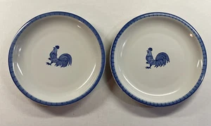 2 Morning Farm by Tienshan Dinner Plates Blue Rooster Farmhouse 10” - Picture 1 of 9