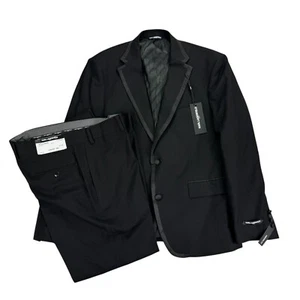 Karl Lagerfeld Mens Acton 2-Piece Tuxedo Modern Fit Suit Black 42S 35W - Picture 1 of 9