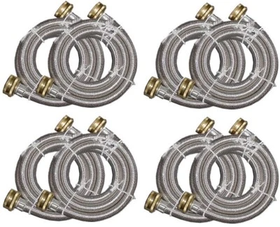(4) Paquete de 2 vatios mangueras de acero inoxidable para lavadora de 3/4" x 3/4" x 60" Foto 1 de 2