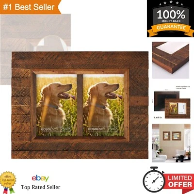 Double 5x7 Picture Frame with Rustic Finish - Versatile Wall & Tabletop Use - Image 1 of 4