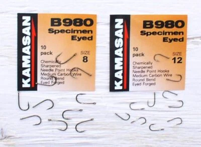 Kamasan B980 Haken - Größen 2, 4, 6, 8, 10, 12, 14, 16, Öhr-Haken, Angelhaken