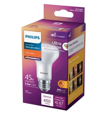 Philips 45W Equivalent Soft White R20 Medium Dimmable LED Floodlight Light Bulb  - Image 1 of 3
