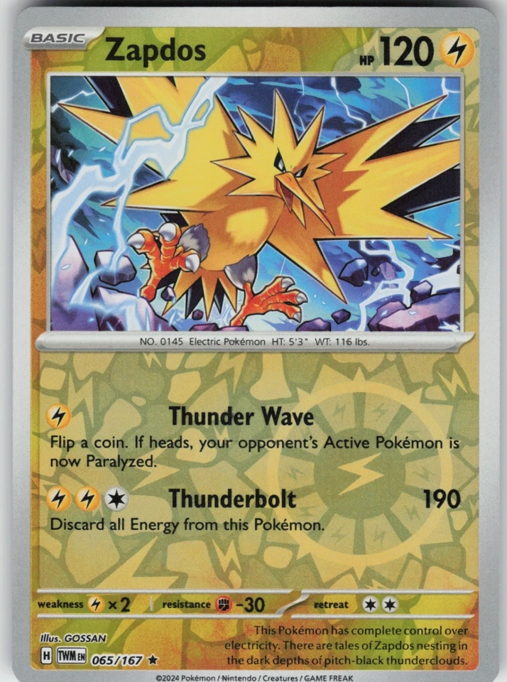 PO-01 Reverse Holo Zapdos 065/167 Rare SV06: Twilight Masquerade - Image 1 of 1