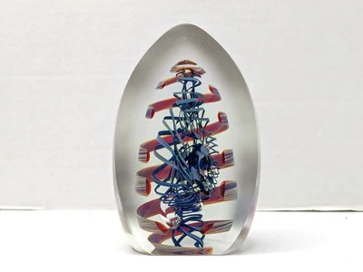 Pisapapeles vintage Henry Summa cinta hélice arte vidrio escultura firmado '97 Foto 1 de 4