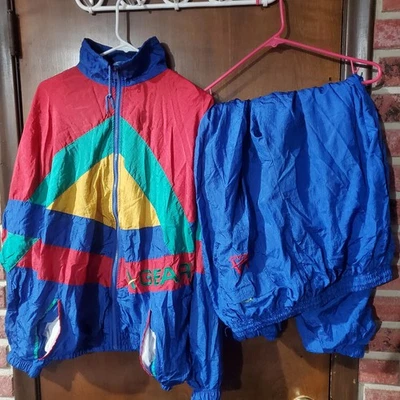 Conjunto cortavientos chaqueta chándal multicolor LA Gear vintage años 90 con pantalones Foto 1 de 4