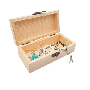 itechpanda Unfinished Wooden Box Unpainted Gift Wood Boxes with Hinged Lid Bl... - Picture 1 of 7