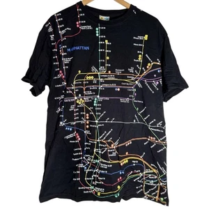 Nueva York Nueva York Mapa de Línea de Metro AOP Camiseta Negra Manhattan Brooklyn Para Hombre XXL - Imagen 1 de 5