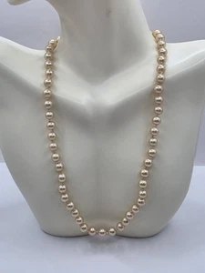 Schnur klassischer Faux Creme Perlen Halsband Halskette 16" - Bild 1 von 5