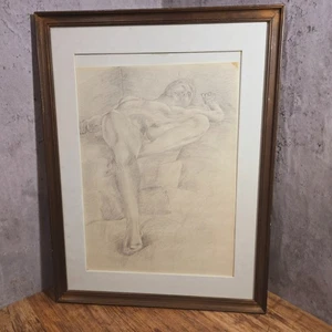 Original Bleistiftskizze Aktstudie Stoneleigh Life Class 1994 - gerahmt W. Elson - Bild 1 von 21