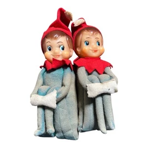 2 VINTAGE Knee Hugger grün & rot verblasst Weihnachtselfen Pixies MCM Elfe Japan - Bild 1 von 12