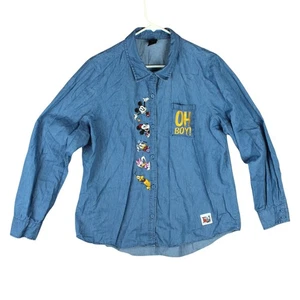 Disney Topolino e Minnie's Runaway Railway camicia bottoni donna XL blu Oh ragazzo! - Foto 1 di 14