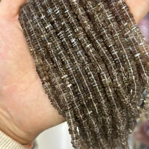 Cuentas espaciadoras de disco cuadradas de cuarzo ahumado natural plano de alta calidad para joyería hágalo usted mismo - Imagen 1 de 9