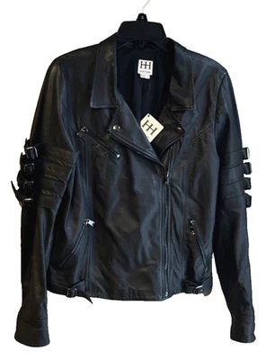 Chaqueta de moto de cuero de cordero negro Haute Hippie "With the Band" - Grande - Precio de venta sugerido por el fabricante $1295 Foto 1 de 4