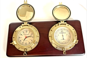 West Marine Reloj y Barómetro Medidor Medidores Latón Pared Plack Calidad - Imagen 1 de 7