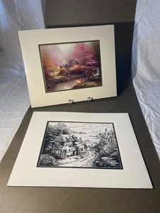 2 Thomas Kinkade Passepartoutdrucke (Dorf Leuchtturm) (Trittsteine) (1039) - Bild 1 von 1