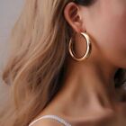 Rock Women Jewelry 50mm Hoop Earrings Round Circle Thick Tube Big Gold Alloy