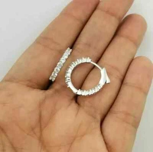 Diamond Hoop Earrings Studs Earrings Cubic Zirconia Earrings 925 Silver - Picture 1 of 3